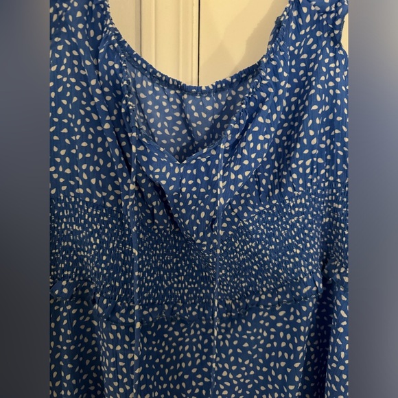 Smocked Dress Ruffle Floral Tie Front Boho Short Dresses - Picture 5 of 6